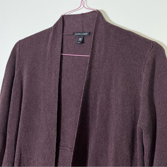 Eileen Fisher Silk/Cashmere Rib Flutter Front Cardigan Sweater Size Small EUC - Picture 3 of 6